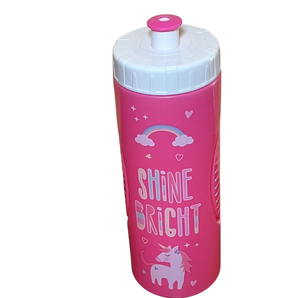 Zak Designs Unicorn Rainbow Shine Bright Pink Squeeze Water Bottle 24oz Plastic - Picture 4 of 6